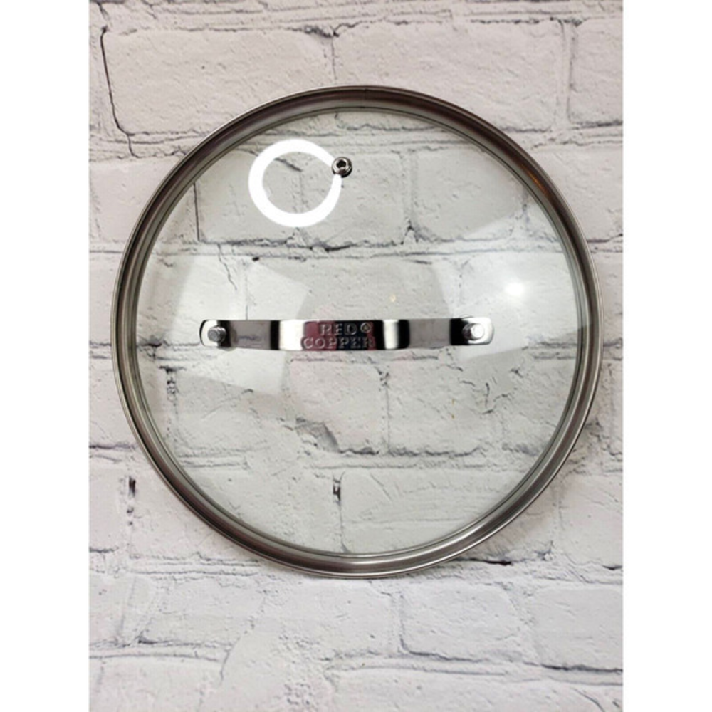 Red Copper Glass Lid Round 9 inch Stainless Steel Vent‎ Hole
